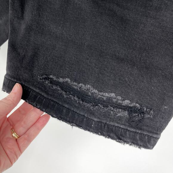 Homme + Femme NEW Distressed Flames Logo Jean Shorts Mens Sz 28 Black Stretch - Picture 8 of 11